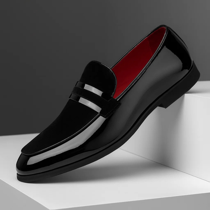 Elegant Velvet Patent Leather Loafer for Women with Pointed Toe Penny Strap Block Heel Formal Style