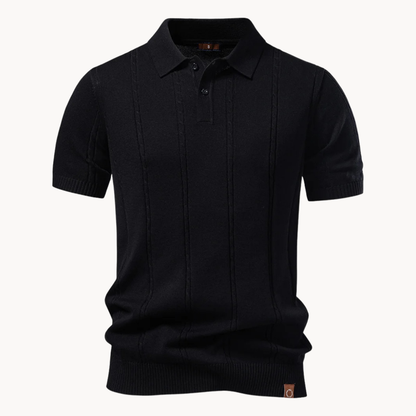 Comfortable Ribbed Polo Sweater for Women with Collar Short Sleeve Button Placket Relaxed Knit Style