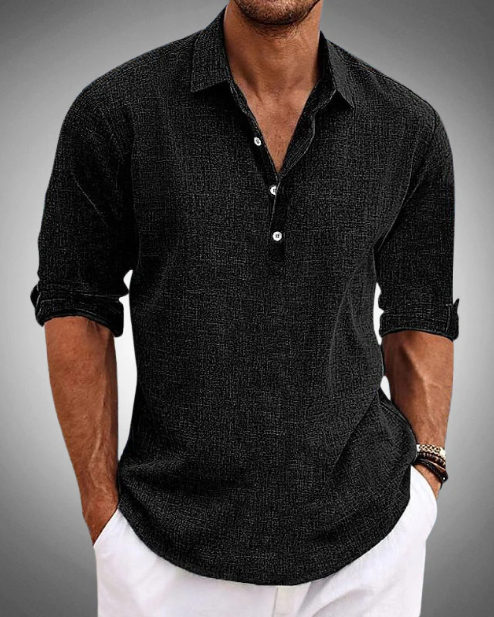 Effortless Linen Popover Shirt for Women with Collar Long Sleeve Button Placket Relaxed Casual Style