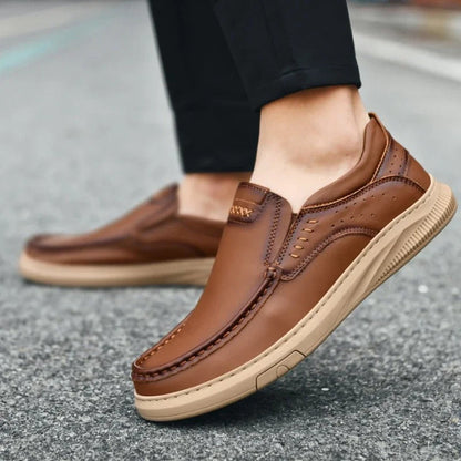Comfortable Leather Loafer Sneaker for Women with Moc Toe Slip On Gum Sole Casual Style
