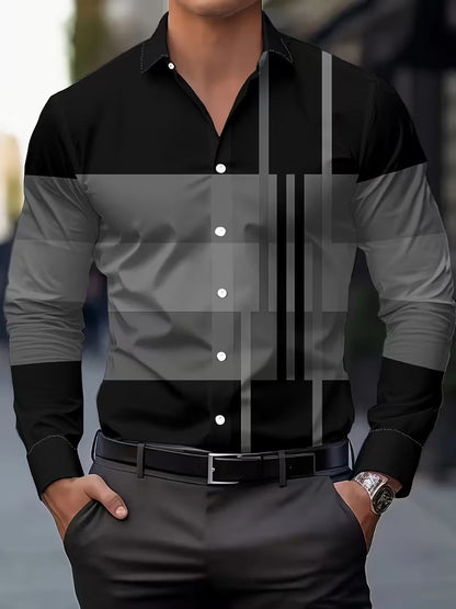 Stylish Colorblock Striped Button Up Shirt for Women with Spread Collar Long Sleeve Relaxed Fit Style