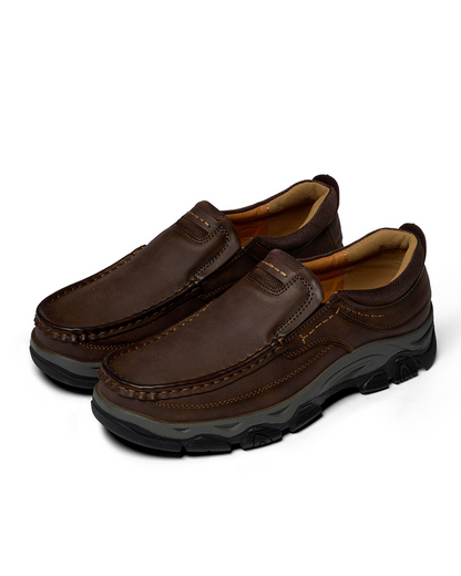 Comfortable Leather Loafers for Women with Moc Toe Slip On Rugged Sole Casual Style