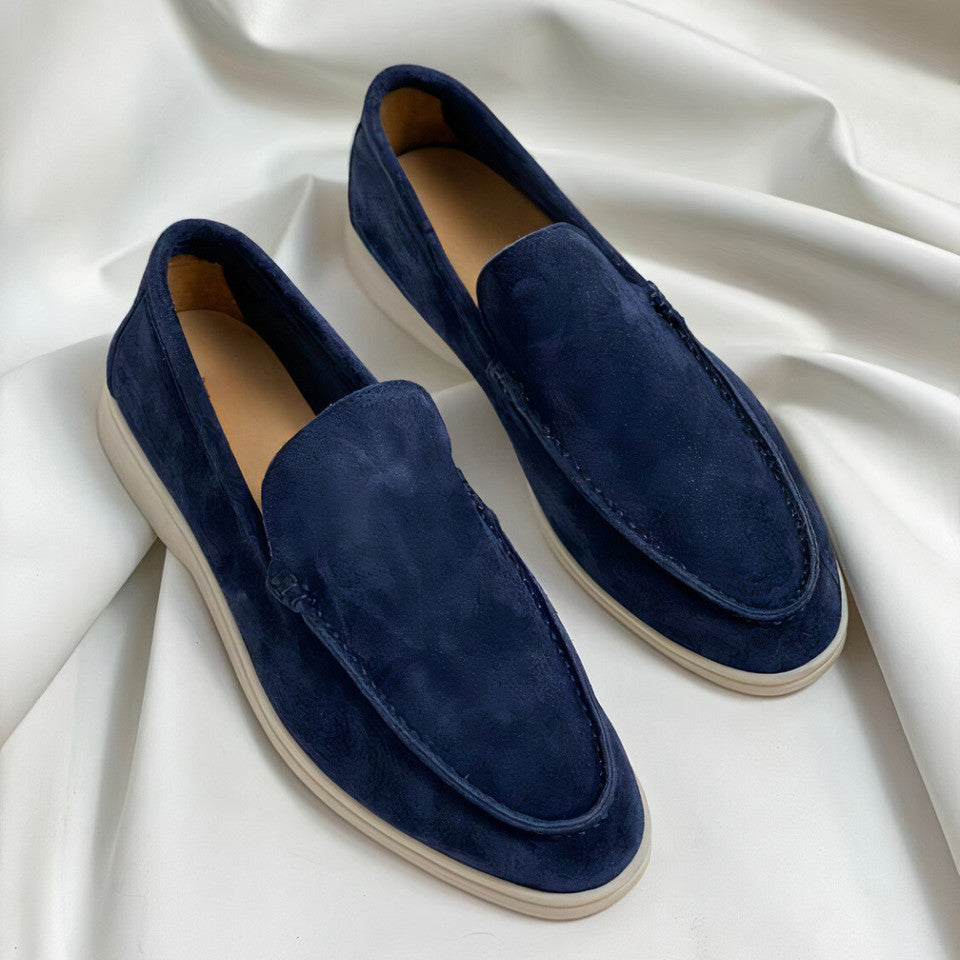 Elegant Suede Loafers for Women with Round Toe Slip On Chunky Sole Casual Style