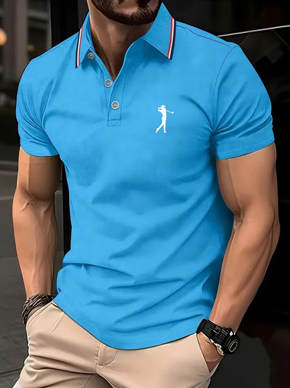 Effortless Embroidered Pique Polo Shirt for Women with Tipped Collar Short Sleeve Button Placket Casual Style