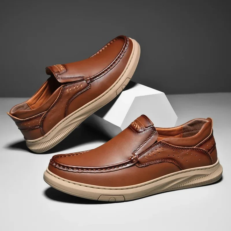 Comfortable Leather Loafer Sneaker for Women with Moc Toe Slip On Gum Sole Casual Style