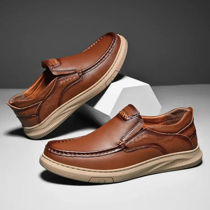 Comfortable Leather Loafer Sneaker for Women with Moc Toe Slip On Gum Sole Casual Style