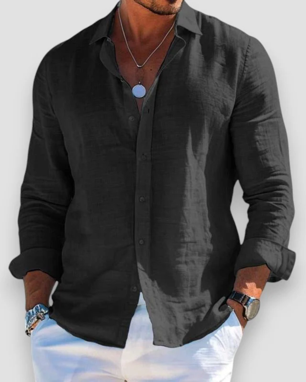 Effortless Linen Shirt for Women with Collar Long Sleeve Button Front Relaxed Style