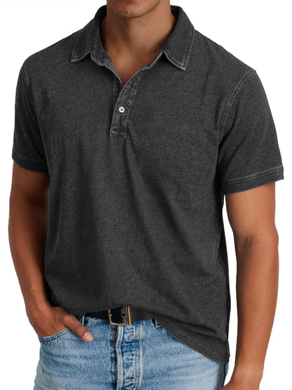 Effortless Washed Cotton Polo Shirt for Women with Collared Short Sleeve Button Placket Relaxed Casual Style