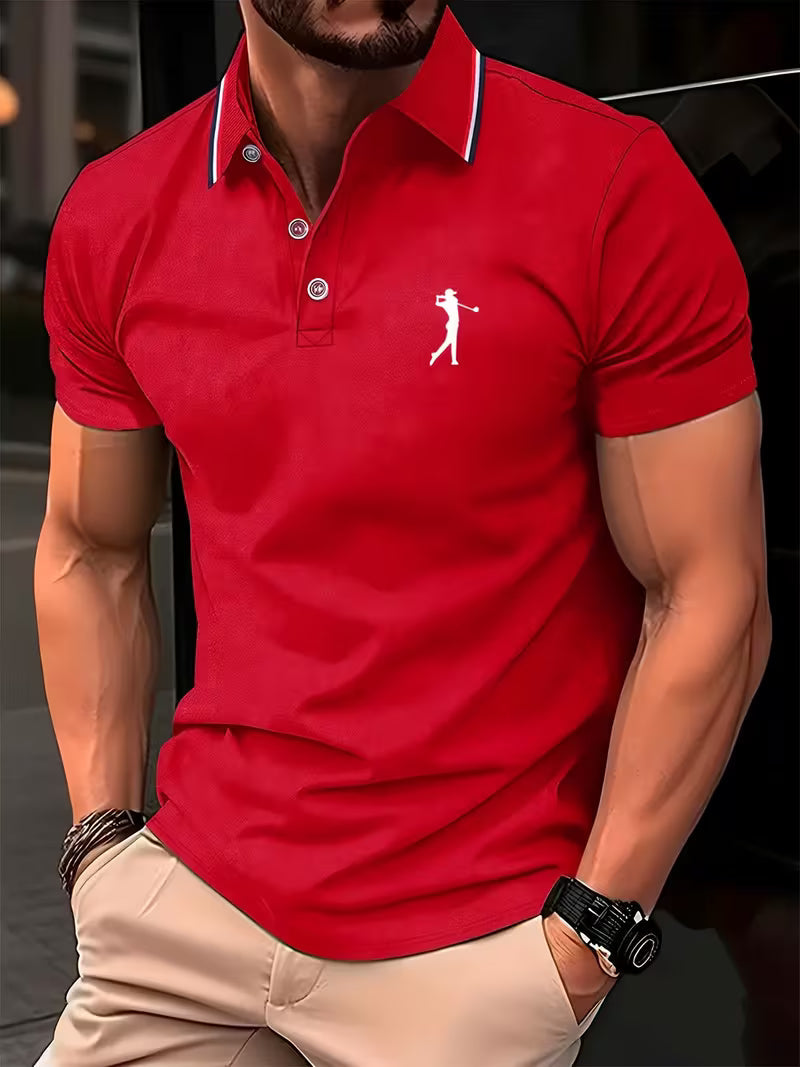Effortless Embroidered Pique Polo Shirt for Women with Tipped Collar Short Sleeve Button Placket Casual Style