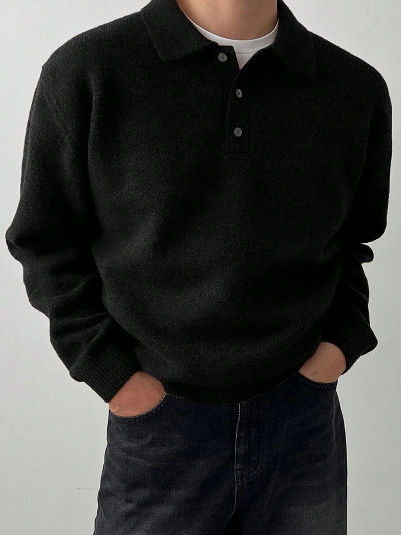 Comfortable Olive Green Knit Sweater for Women with Collar Long Sleeve Button Front Relaxed Oversized Style