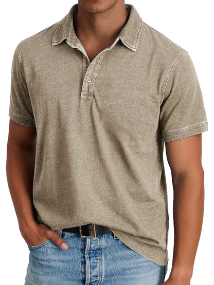Effortless Washed Cotton Polo Shirt for Women with Collared Short Sleeve Button Placket Relaxed Casual Style