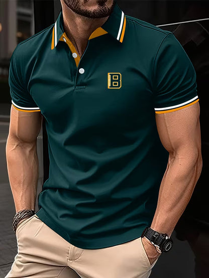 Effortless Polo Shirt for Women with Collar Short Sleeve Contrast Trim Button Front Casual Style