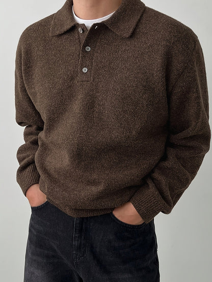 Comfortable Olive Green Knit Sweater for Women with Collar Long Sleeve Button Front Relaxed Oversized Style