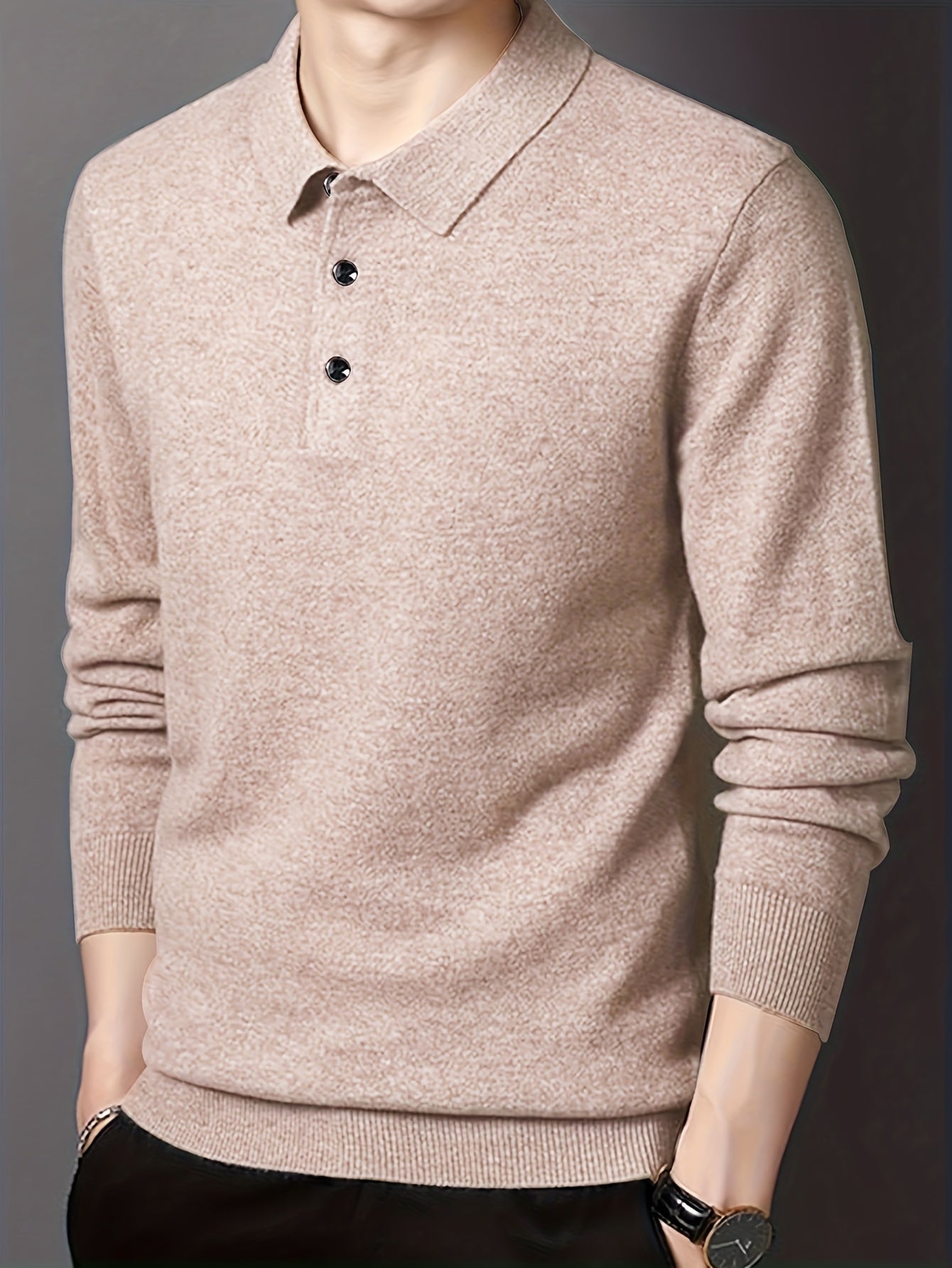Comfortable Teal Polo Sweater for Women with Collar Long Sleeve Button Placket Ribbed Knit Style