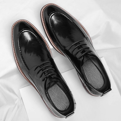 Elegant Leather Derby Shoes for Women with Lace Up Cap Toe Burnished Formal Style