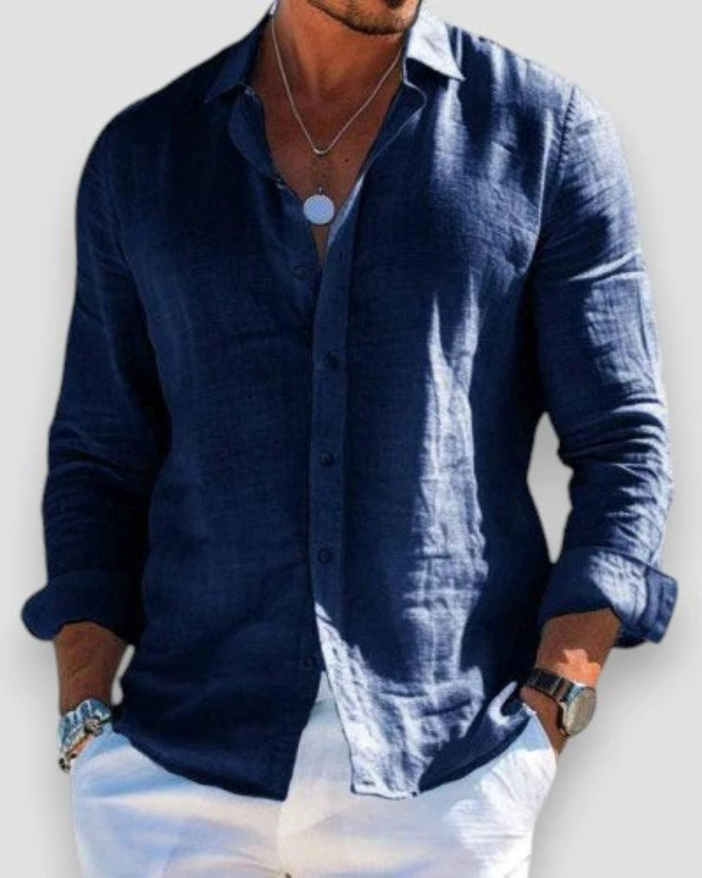 Effortless Linen Shirt for Women with Collar Long Sleeve Button Front Relaxed Style