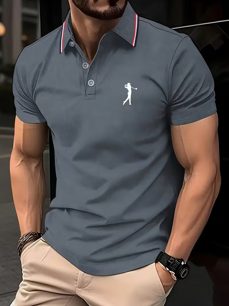 Effortless Embroidered Pique Polo Shirt for Women with Tipped Collar Short Sleeve Button Placket Casual Style