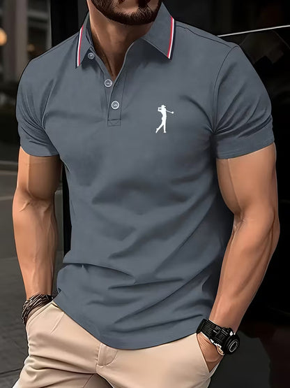 Effortless Embroidered Pique Polo Shirt for Women with Tipped Collar Short Sleeve Button Placket Casual Style