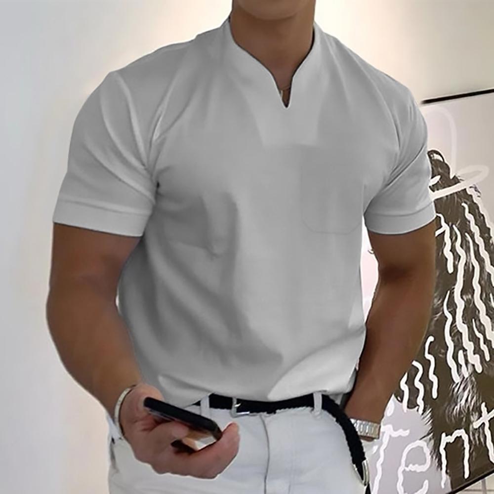Effortless Chest Pocket Shirt for Women with V Neck Short Sleeve Relaxed Casual Style