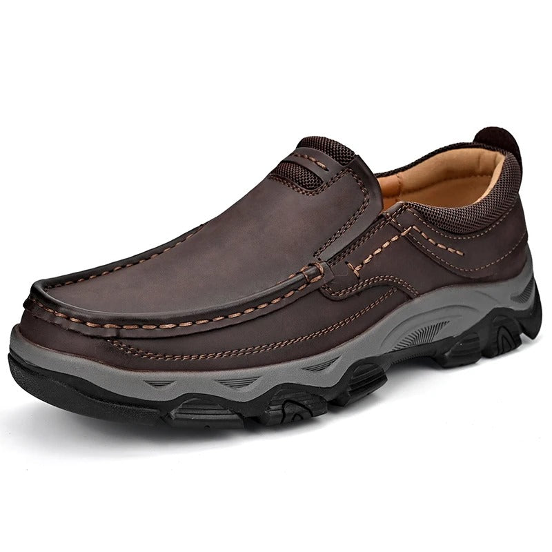 Comfortable Leather Loafers for Women with Moc Toe Slip On Rugged Sole Casual Style
