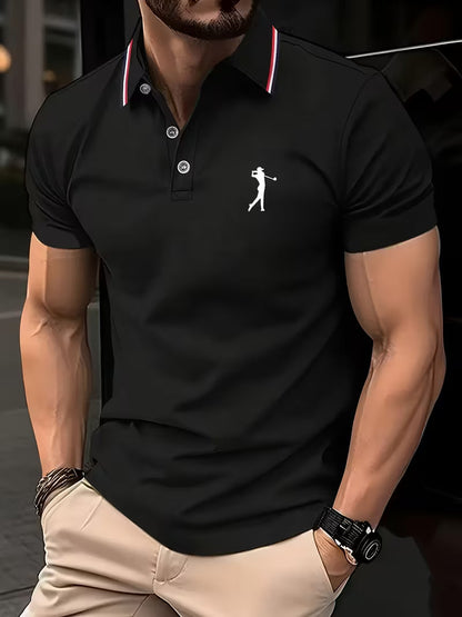 Effortless Embroidered Pique Polo Shirt for Women with Tipped Collar Short Sleeve Button Placket Casual Style