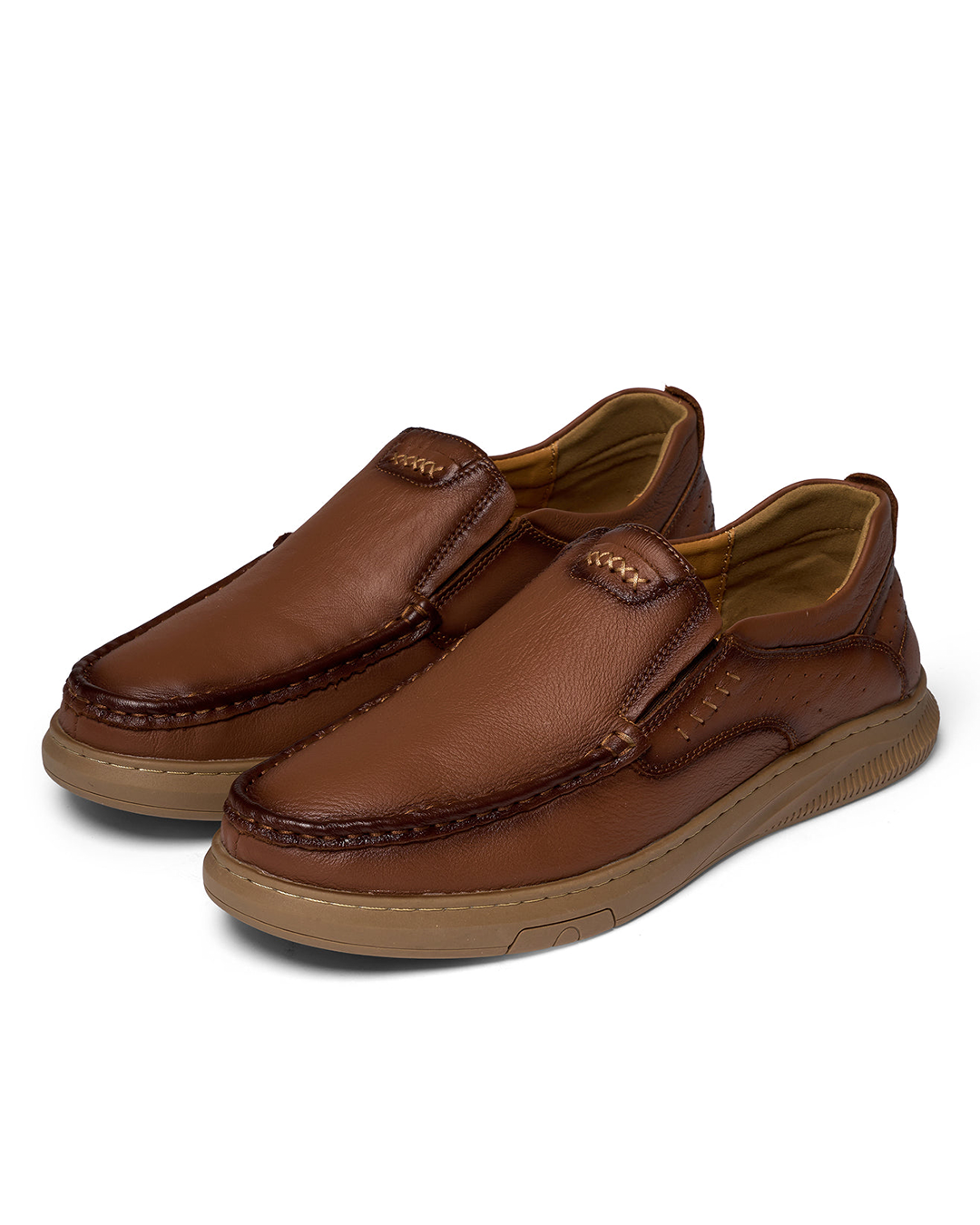 Comfortable Leather Loafer Sneaker for Women with Moc Toe Slip On Gum Sole Casual Style