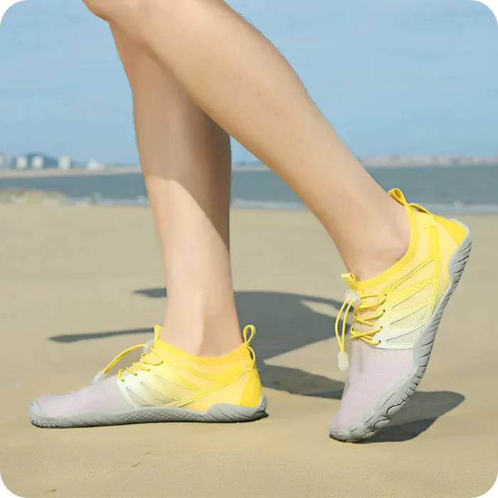 Comfortable Quick Dry Water Shoes for Women with Lace Up Toggle Wide Toe Barefoot Sole Style