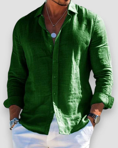 Effortless Linen Shirt for Women with Collar Long Sleeve Button Front Relaxed Style