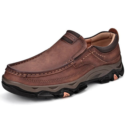 Comfortable Leather Loafers for Women with Moc Toe Slip On Rugged Sole Casual Style