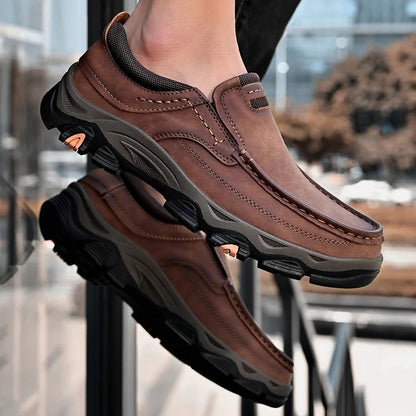 Comfortable Leather Loafers for Women with Moc Toe Slip On Rugged Sole Casual Style