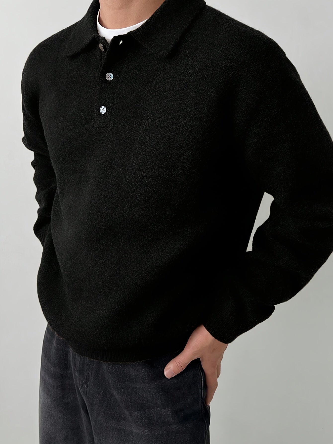 Comfortable Olive Green Knit Sweater for Women with Collar Long Sleeve Button Front Relaxed Oversized Style