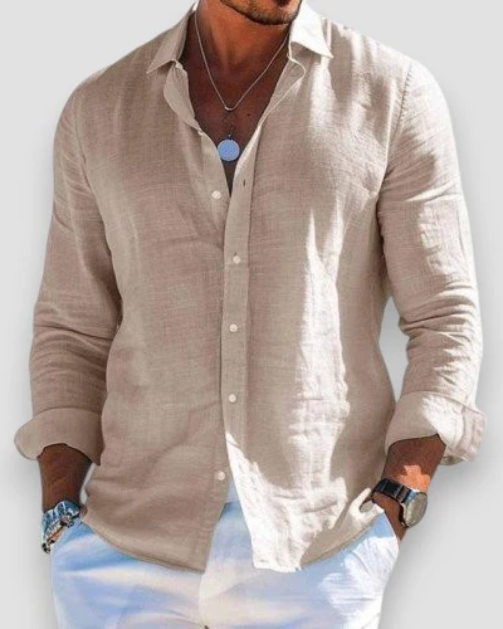 Effortless Linen Shirt for Women with Collar Long Sleeve Button Front Relaxed Style