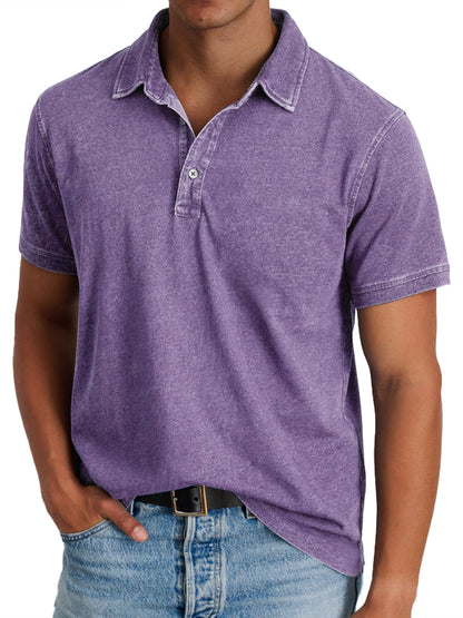 Effortless Washed Cotton Polo Shirt for Women with Collared Short Sleeve Button Placket Relaxed Casual Style