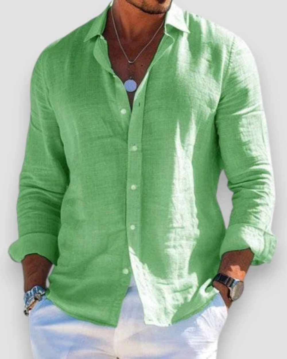 Effortless Linen Shirt for Women with Collar Long Sleeve Button Front Relaxed Style