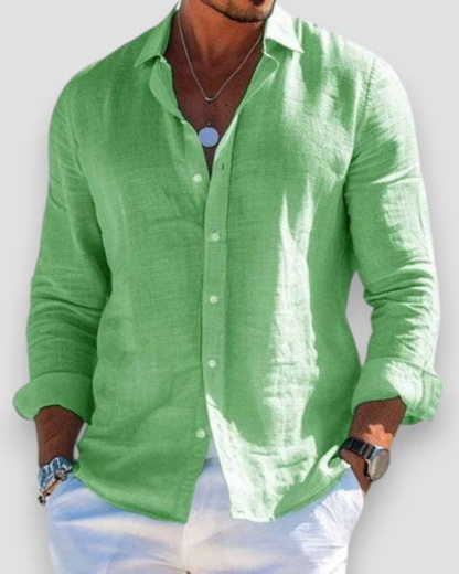 Effortless Linen Shirt for Women with Collar Long Sleeve Button Front Relaxed Style