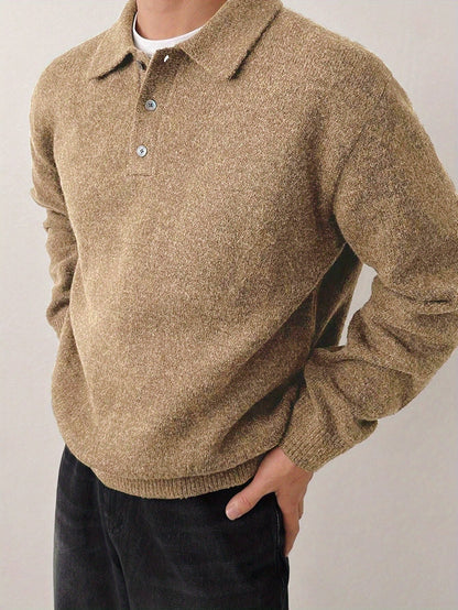 Comfortable Olive Green Knit Sweater for Women with Collar Long Sleeve Button Front Relaxed Oversized Style