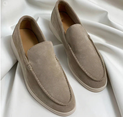 Elegant Suede Loafers for Women with Round Toe Slip On Chunky Sole Casual Style