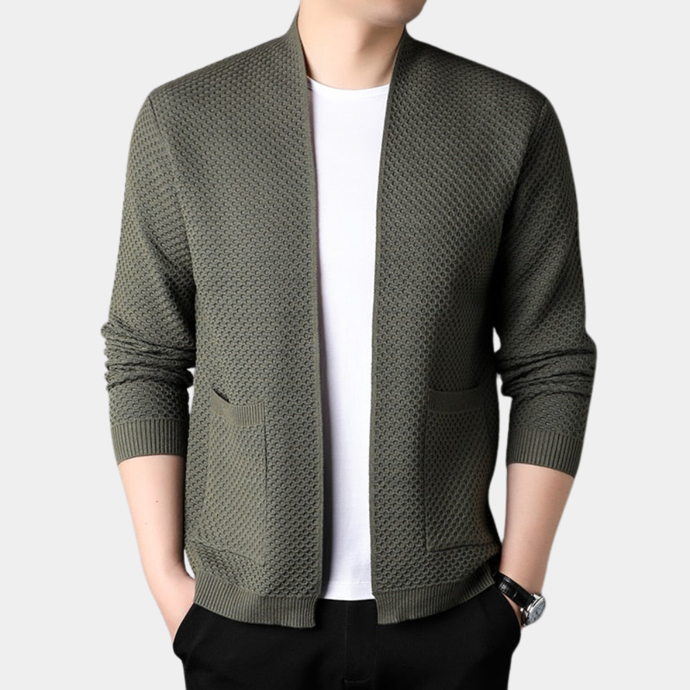 Comfortable Camel Cardigan Sweater for Women with Open Front Long Sleeve Ribbed Knit Relaxed Style