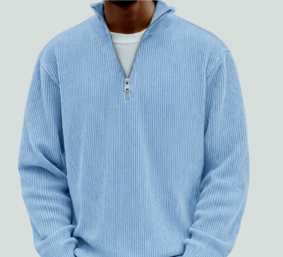 Comfortable Ribbed Sweater for Women with High Neck Quarter Zip Long Sleeve Relaxed Oversized Knit Style