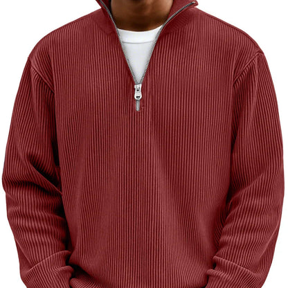 Comfortable Ribbed Sweater for Women with High Neck Quarter Zip Long Sleeve Relaxed Oversized Knit Style