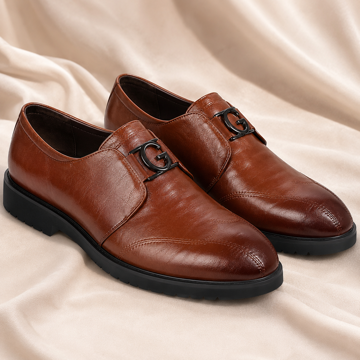 Elegant Leather Monk Strap Loafer for Women with Wingtip Brogue Pointed Toe Buckle Style
