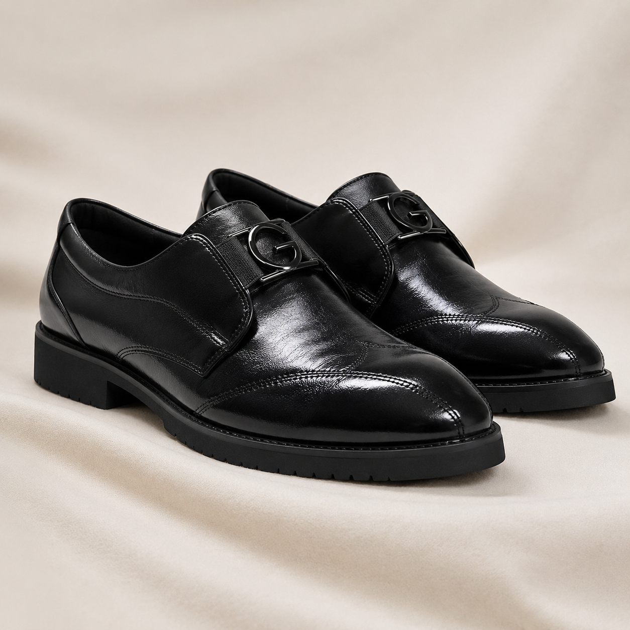 Elegant Leather Monk Strap Loafer for Women with Wingtip Brogue Pointed Toe Buckle Style