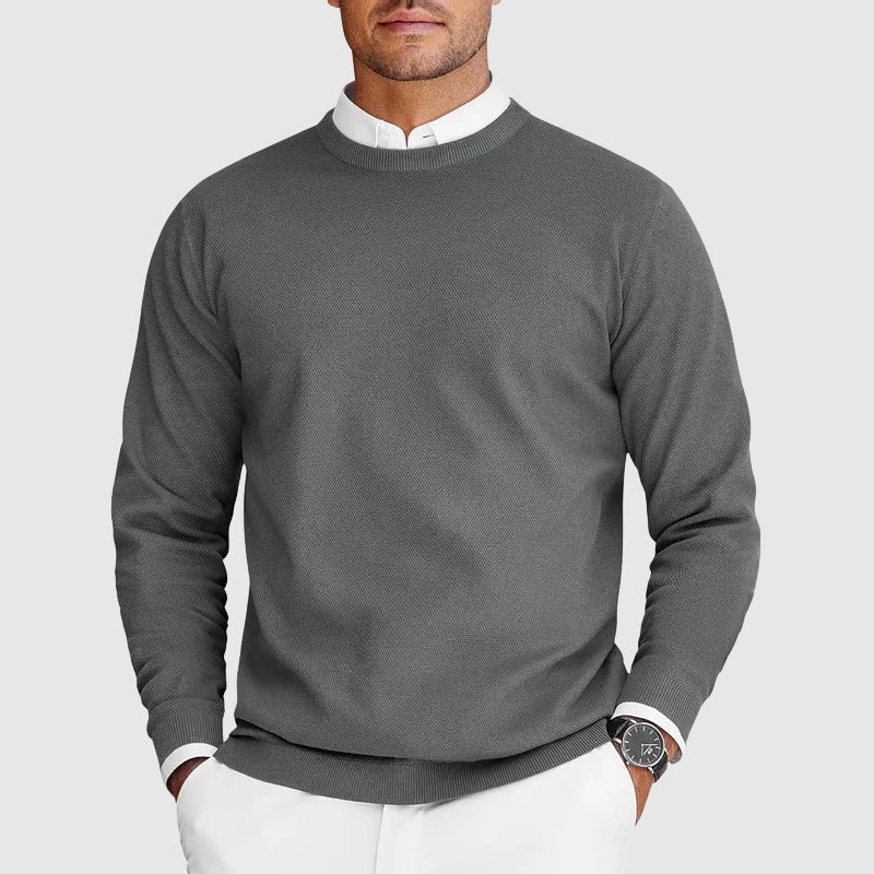 Comfortable Black Ribbed Sweater for Women with Crew Neck Long Sleeve Relaxed Knit Style