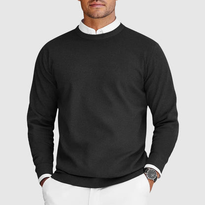 Comfortable Black Ribbed Sweater for Women with Crew Neck Long Sleeve Relaxed Knit Style