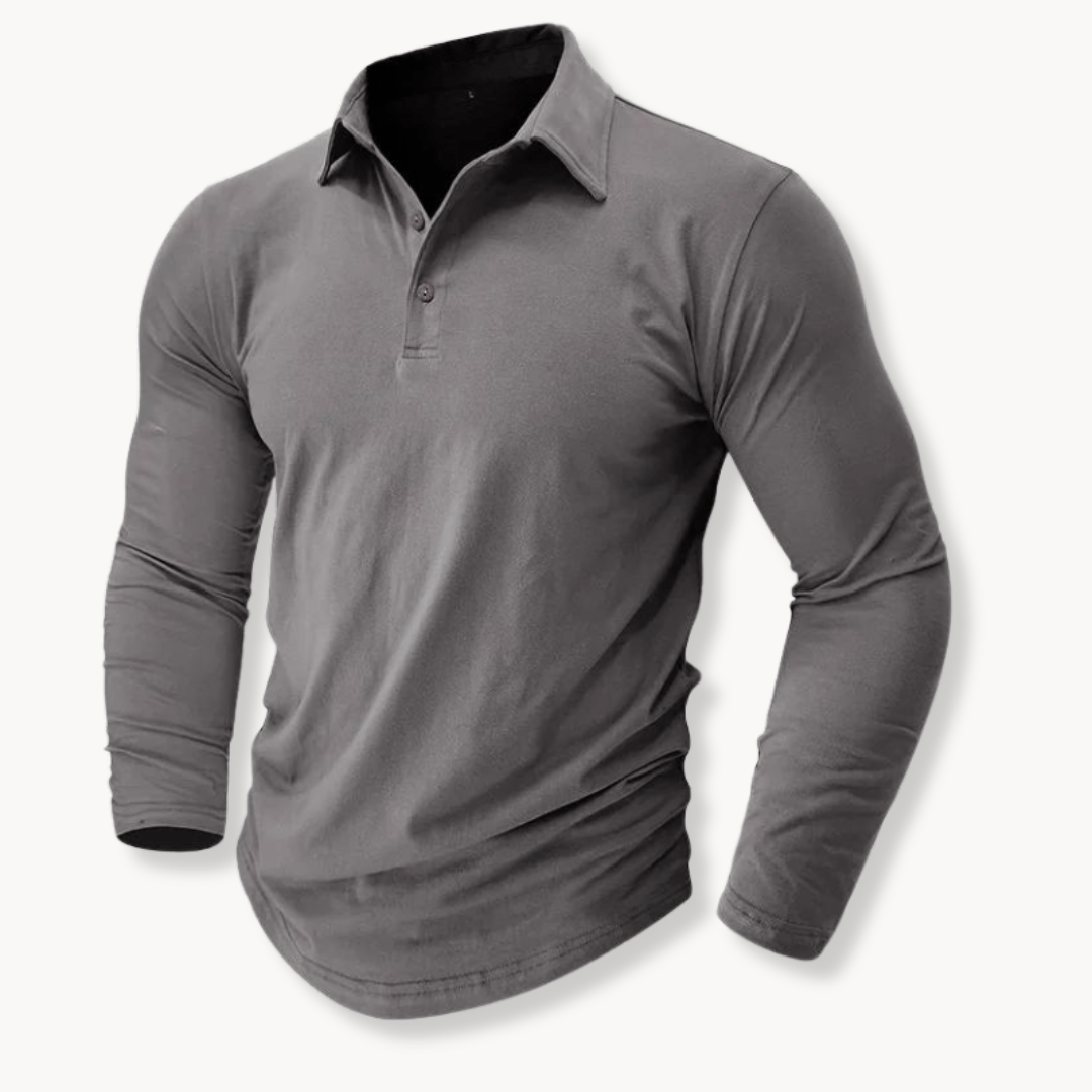 Comfortable Pique Knit Polo Shirt for Women with Collar Long Sleeve Button Placket Relaxed Style