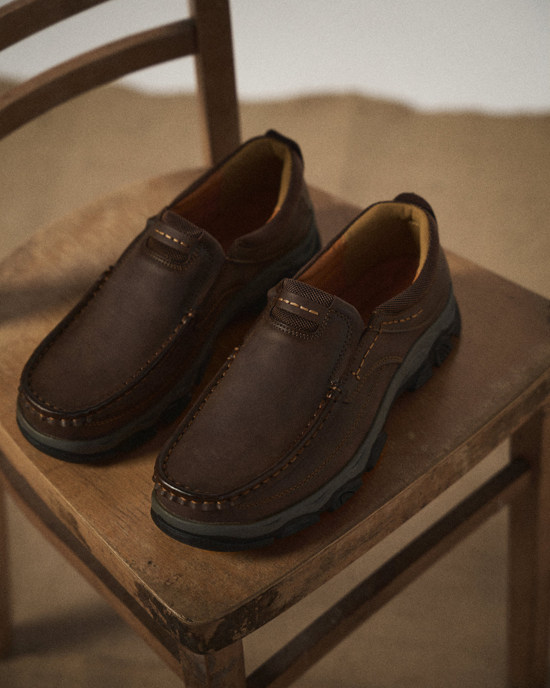 Comfortable Leather Loafers for Women with Moc Toe Slip On Rugged Sole Casual Style
