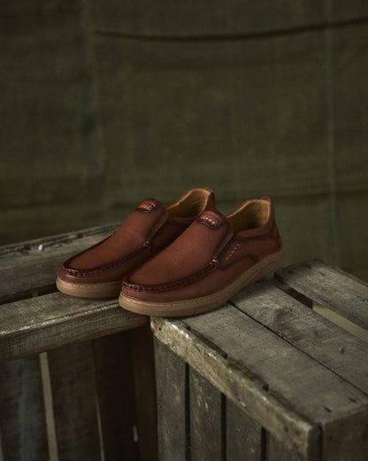 Comfortable Leather Loafer Sneaker for Women with Moc Toe Slip On Gum Sole Casual Style