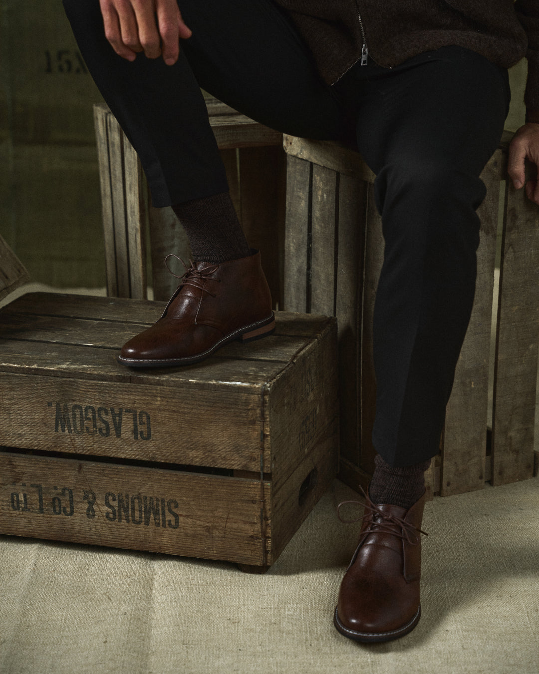 Elegant Dark Brown Leather Chukka Boots for Women with Lace Up Round Toe Stacked Heel Casual Style