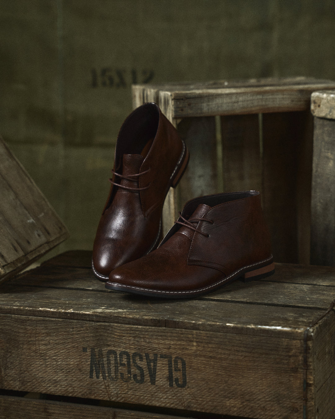 Elegant Dark Brown Leather Chukka Boots for Women with Lace Up Round Toe Stacked Heel Casual Style