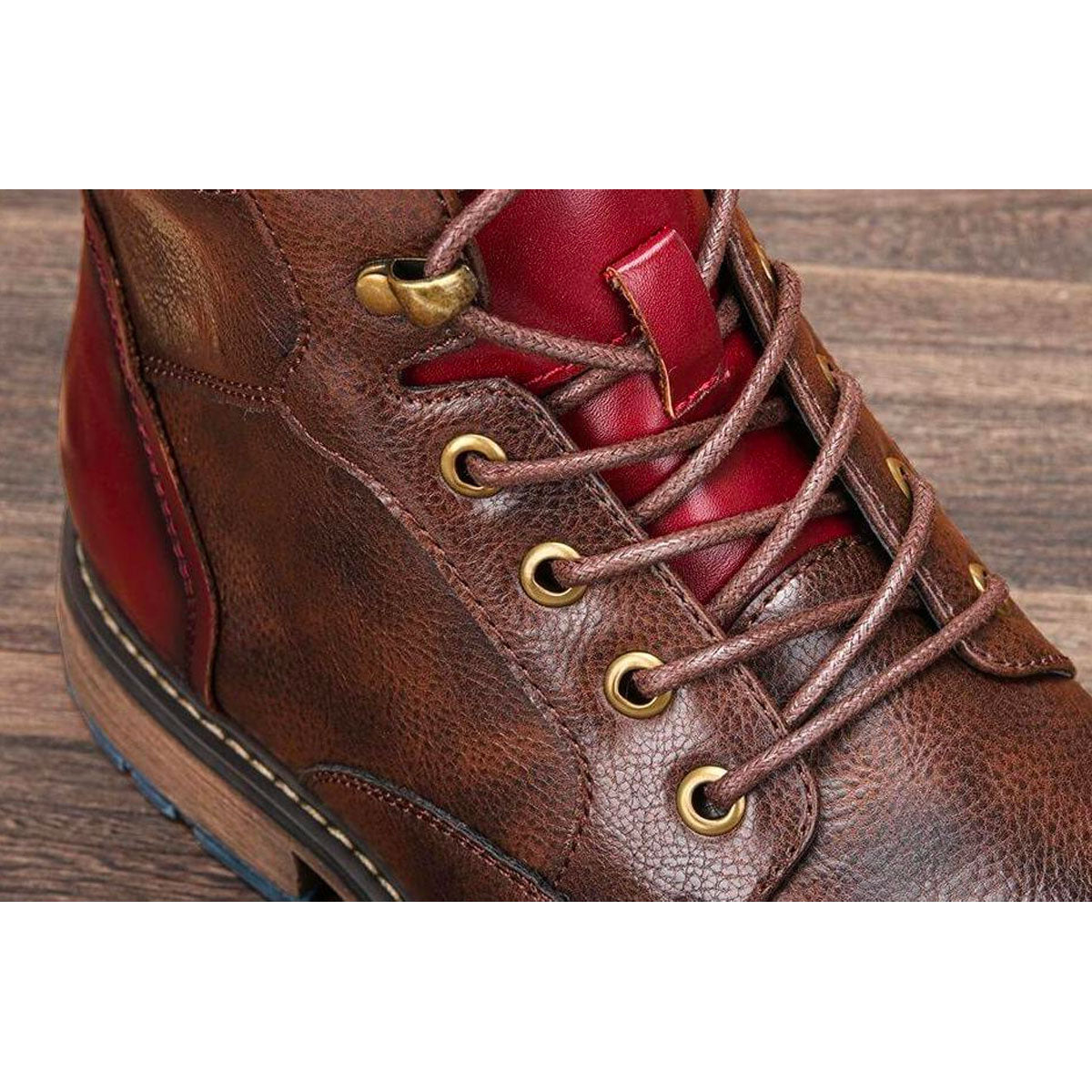 Elegant Brown Leather Ankle Boots for Women with Cap Toe Lace Up Zipper Casual Style